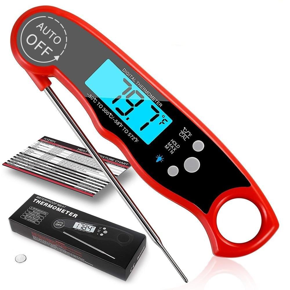 Kitchen Thermometer Waterproof Kitchen Food Cooking Thermometer with Backlight LCD Best Super Fast Electric Meat Thermometer Probe for BBQ Grilling Smoker Baking Meat Water Milk Cooking Probe BBQ Electronic Oven Waterproof Kitchen Tools Stevvex