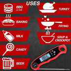 Kitchen Thermometer Waterproof Kitchen Food Cooking Thermometer with Backlight LCD Best Super Fast Electric Meat Thermometer Probe for BBQ Grilling Smoker Baking Meat Water Milk Cooking Probe BBQ Electronic Oven Waterproof Kitchen Tools Stevvex