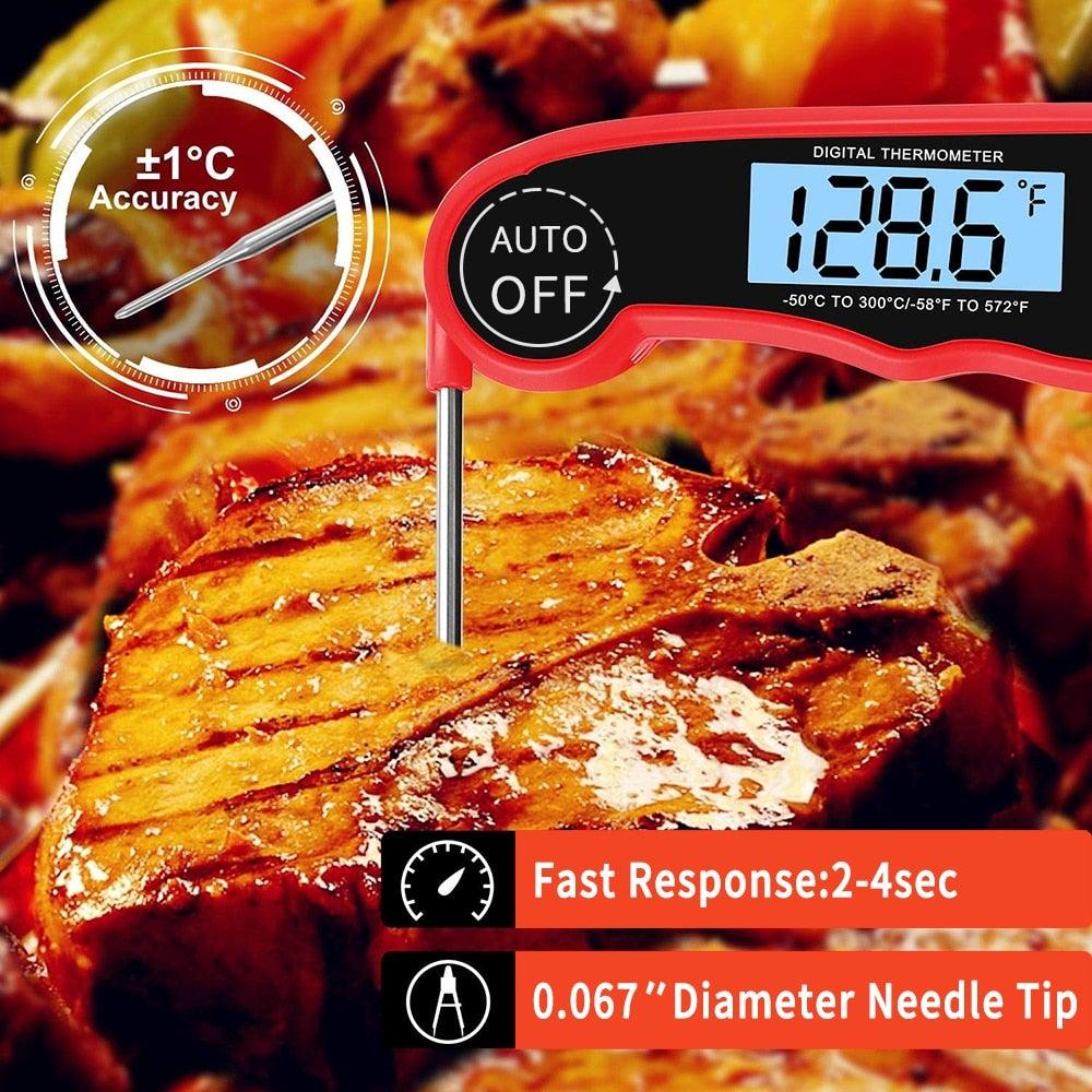 Kitchen Thermometer Waterproof Kitchen Food Cooking Thermometer with Backlight LCD Best Super Fast Electric Meat Thermometer Probe for BBQ Grilling Smoker Baking Meat Water Milk Cooking Probe BBQ Electronic Oven Waterproof Kitchen Tools Stevvex