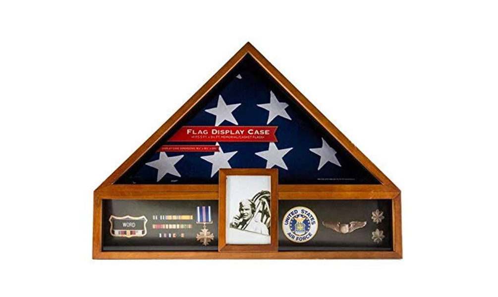 Flags connections Military Veteran Flag and Medal Display Case - Shadow Box The Military Gift Store