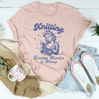 Knitting Because Murder Is Wrong Tee Peachy Sunday