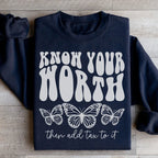 Know Your Worth & Add Tax To It Sweatshirt Peachy Sunday