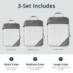 Compression Packing Cubes for Travel, Packing Cubes Compression Travel Essentials, Compressible Packing Cubes Travel Organizers for Carry-on Luggage Suitcase Grey 3pcs Pi-Mart