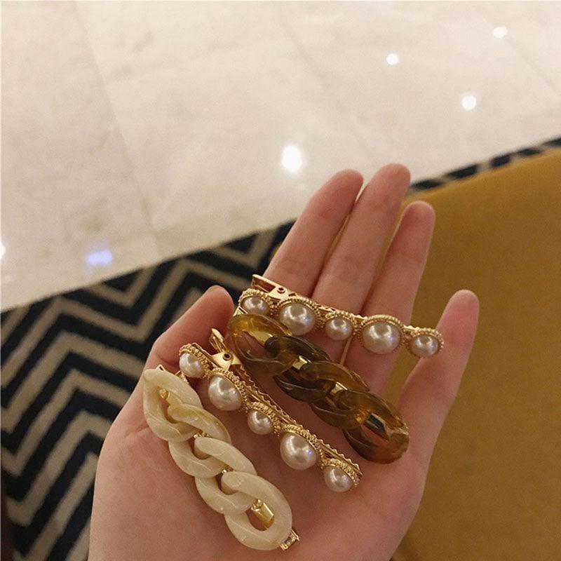 Korea Style Pearl Hair clip for Women Romantic Female Jewelry Chain Hairpin Accessories Hair Stick Barrettes  Hair Accessories for Party Wedding Stevvex