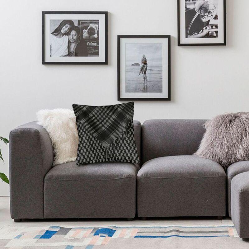 Kufiyah Bandana Shemagh Cushion Cover for Sofa Velvet Keffiyeh Pattern Pillow Case Living Room Decoration Men Scarf Shawl Wrap Pattern of Arab Shemagh Keffiyeh Men Arab Kufiyah Keffiyeh Arabic Muslim Head Wrap Stevvex