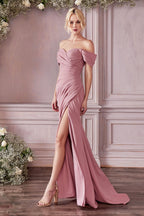 Crepe Off The Shoulder Dress Purplish Diva
