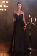 Chiffon Embellished Strapless Gown Purplish Diva
