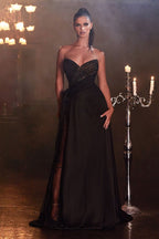 Chiffon Embellished Strapless Gown Purplish Diva