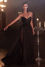 Chiffon Embellished Strapless Gown Purplish Diva