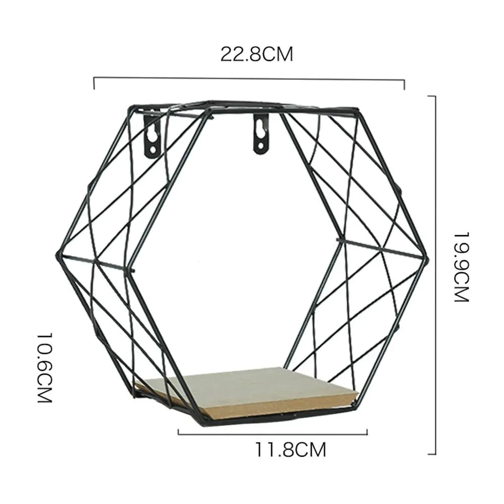Minimalist Hexagonal Iron Wall Shelf for Decoration Lootquake LLC