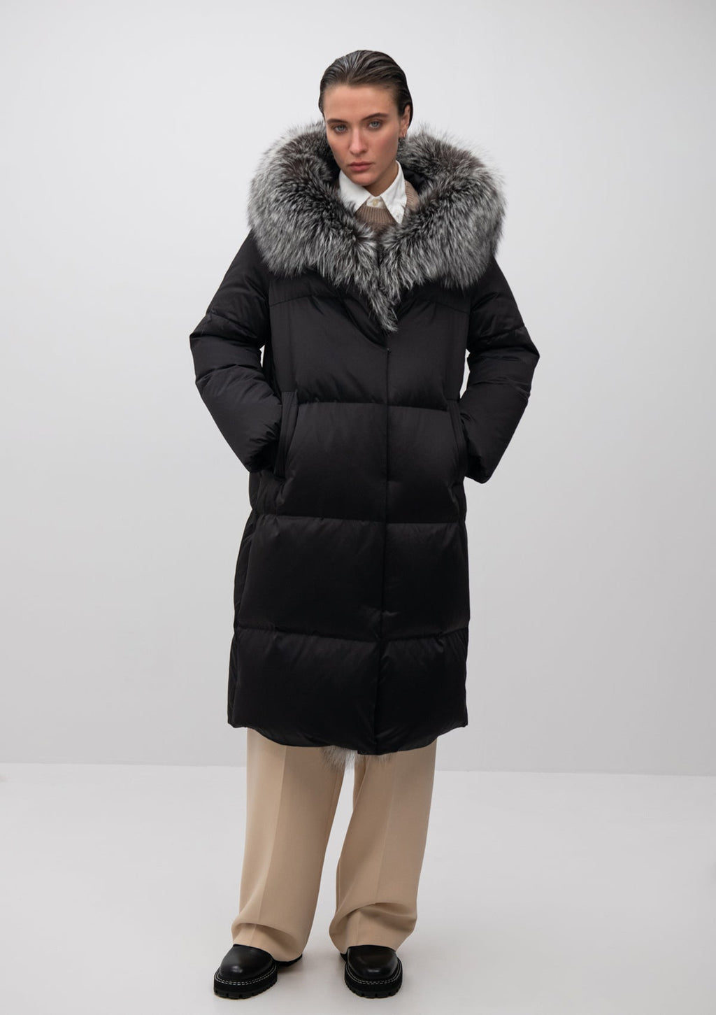 Charlotte Genuine Silver Fox Down Parka - SJB-DIAMOND ELITES
