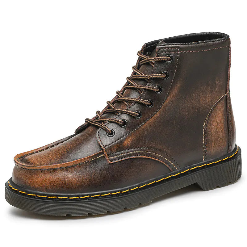 Men's High-Top Cowhide Martin Trendy Tooling Boots Pi-Mart