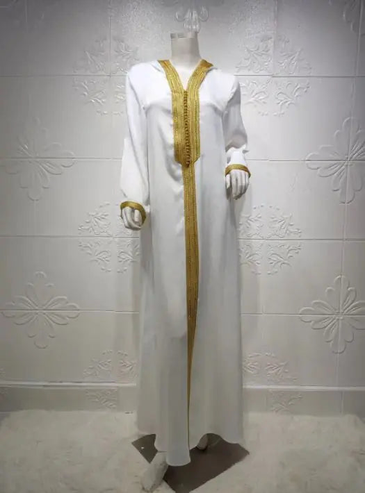 Cross-border Middle East Dubai Champagne Hooded Lace Suede Gown Robe Women In Stock Pi-Mart