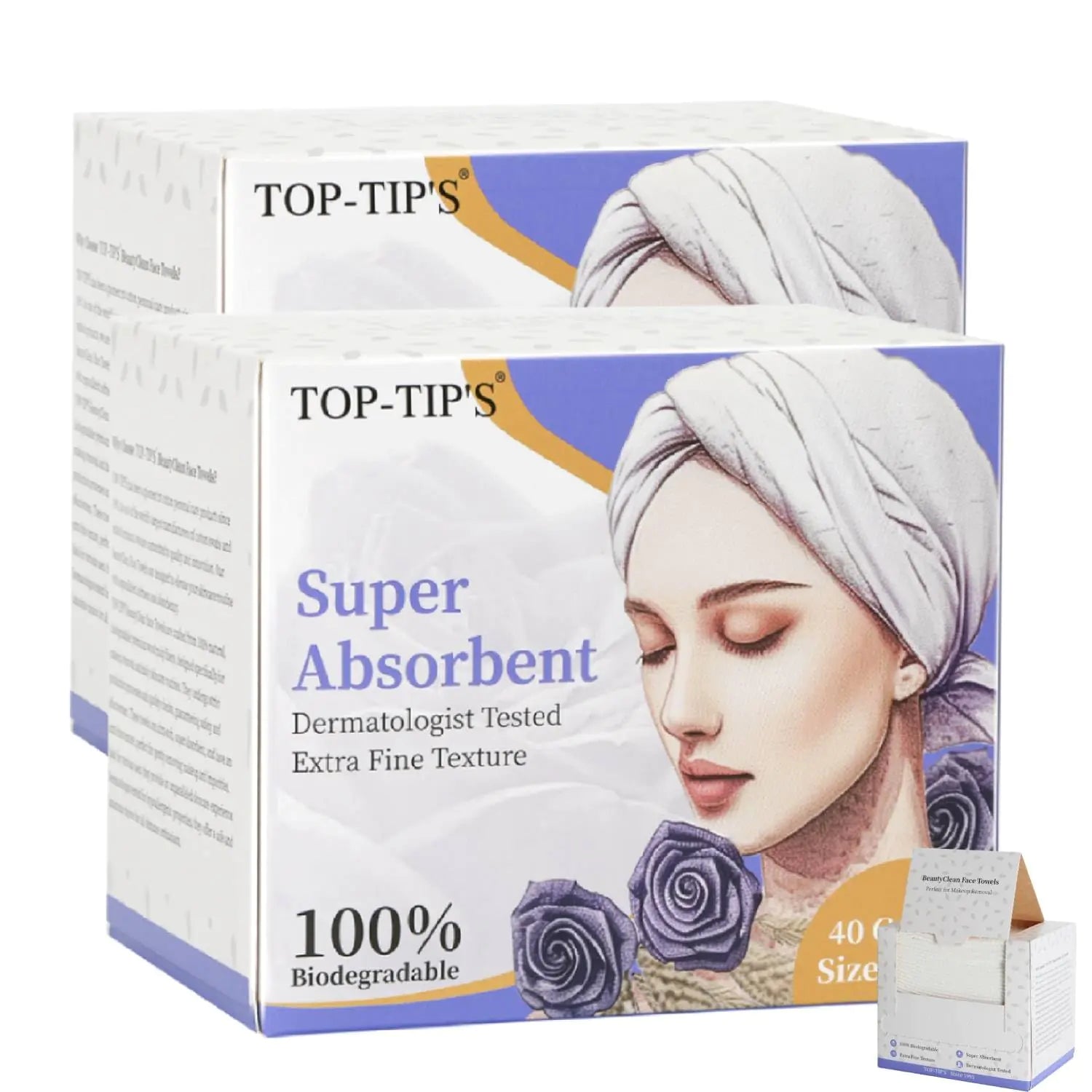 Top-Tip’s Disposable Face Towels - 2 Pack Biodegradable Soft Dry Facial Tissue Face Towelettes Disposable Makeup Remover Dry Face Wipes Tissue for Women Facial Wash Cloth Travel Pi-Mart