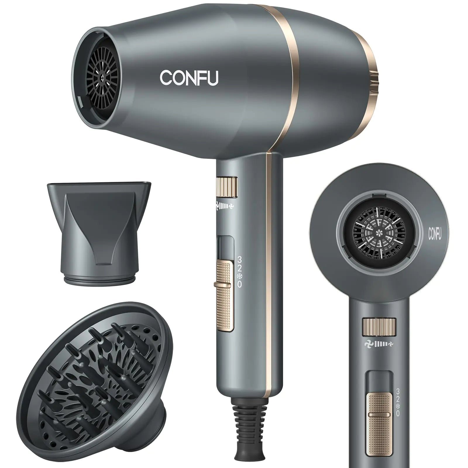 Hairdryer CONFU Hair Dryer with Diffuser Small Hair Dryer 1875 Watt Negative Ionic Hair Dryer Hair Dryers Women and Men Power Hair Dryer Professional Blow Dryer for HOM Lootquake LLC