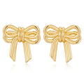 FAMARINE Gold Bow Earrings Women Double Bow Stud Earrings Small Earrings Jewelry