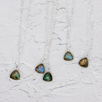 Labradorite 10mm Silver Plated Pendant Necklace 18in
