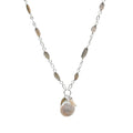 Labradorite Chain Necklace With Freshwater Pearl Pendant