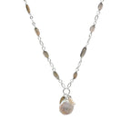 Labradorite Chain Necklace With Freshwater Pearl Pendant