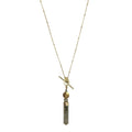 Labradorite Lariat Necklace Large Pendant Satellite Chain Bar Circle Closure BandsCo Straps
