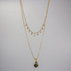Labradorite Pendant Necklace Gold Filled Layered Design