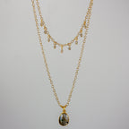 Labradorite Pendant Necklace Gold Filled Layered Design