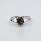 Labradorite Sterling Silver Ring Oval Stone Boho Adjustable