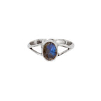 Labradorite Sterling Silver Ring Oval Stone Boho Adjustable