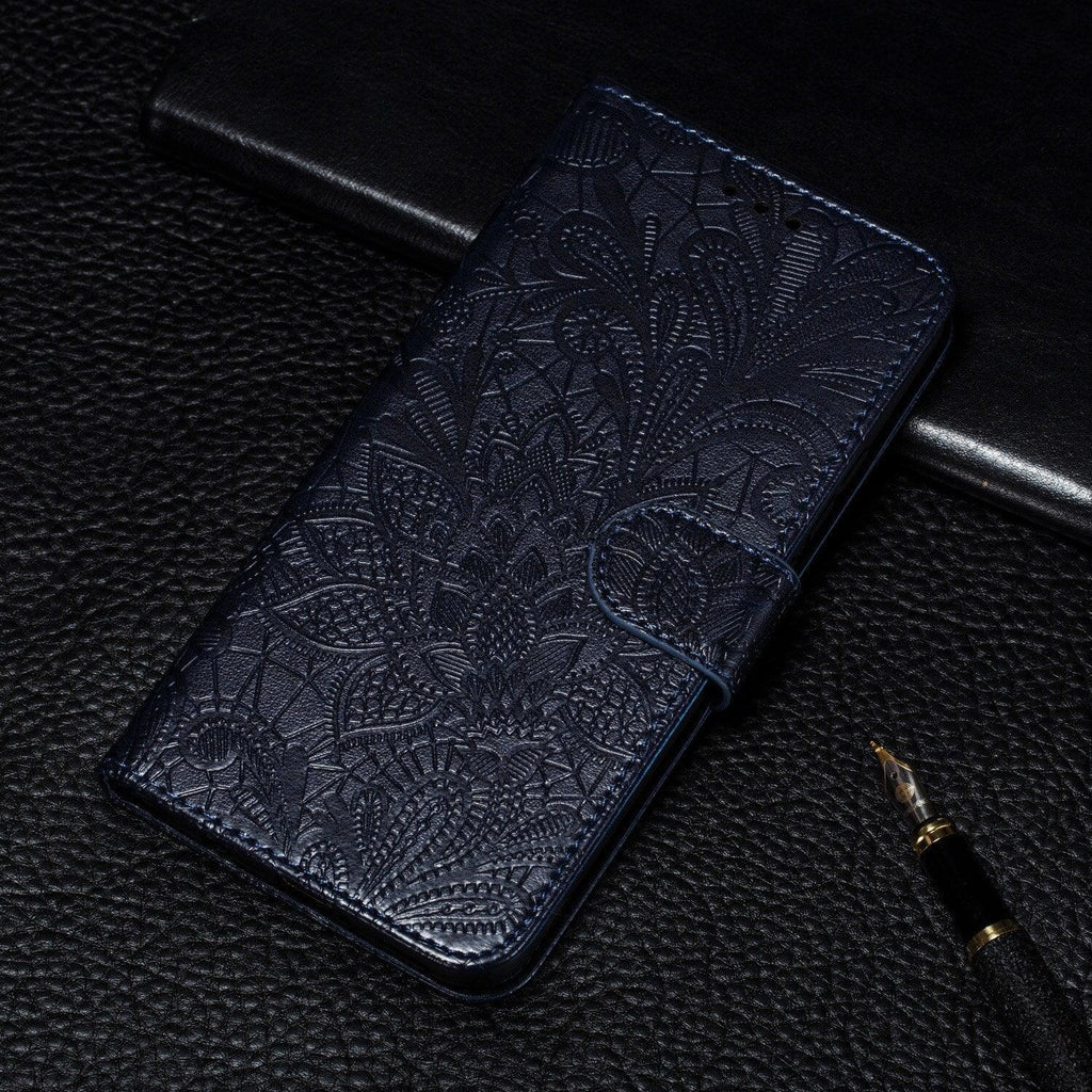 Lace Flower Leather Wallet Case For Xiaomi Redmi Note 11 10 Pro 7 6 8 8t Redmi 10c 10a A1 9t 7a 8a 9c 9a Case Mi A3 A2 Lite 9 Phone Case Premium Pu Leather Flip Cover With Card Holder Feature Protective Cover Stevvex