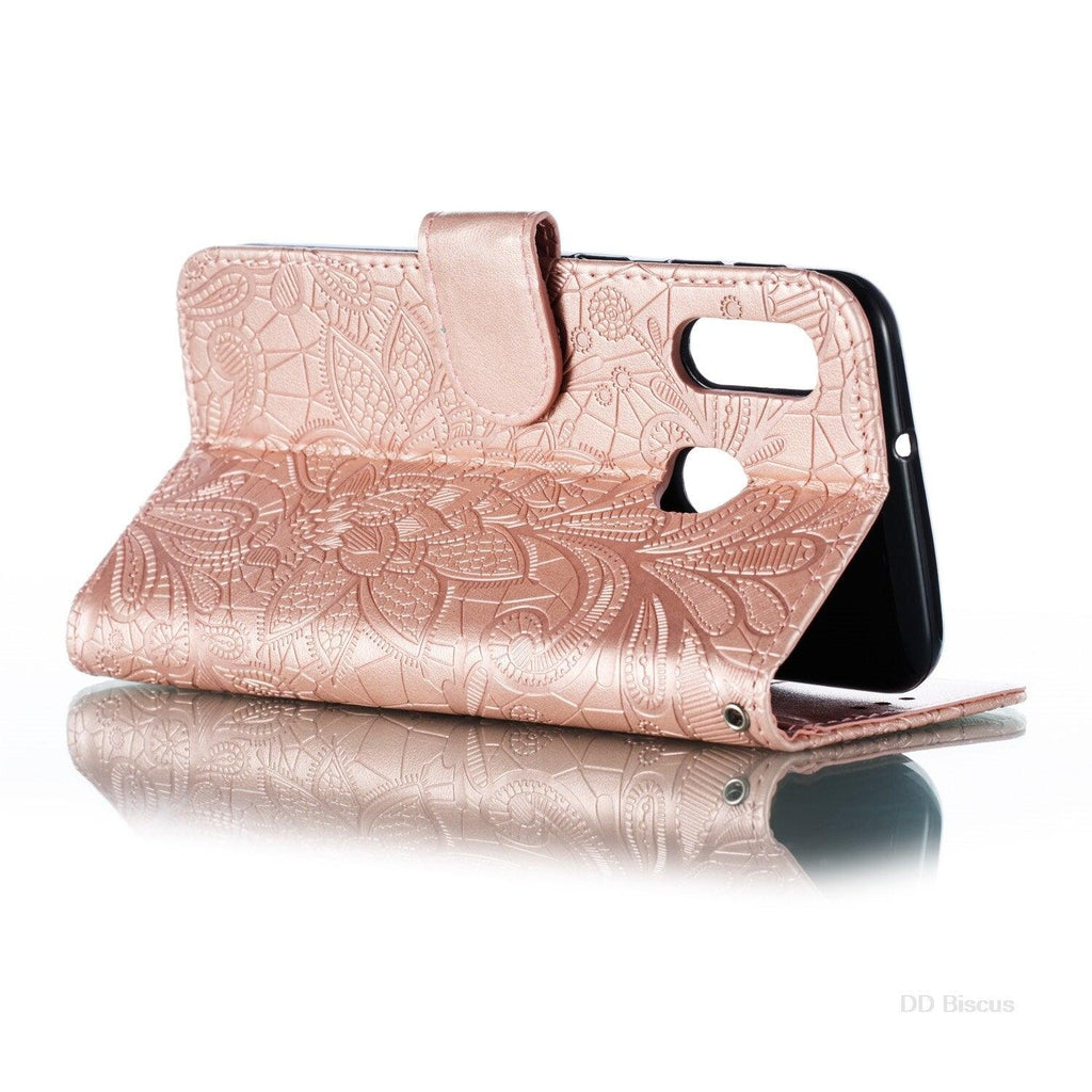 Lace Flower Leather Wallet Case For Xiaomi Redmi Note 11 10 Pro 7 6 8 8t Redmi 10c 10a A1 9t 7a 8a 9c 9a Case Mi A3 A2 Lite 9 Phone Case Premium Pu Leather Flip Cover With Card Holder Feature Protective Cover Stevvex