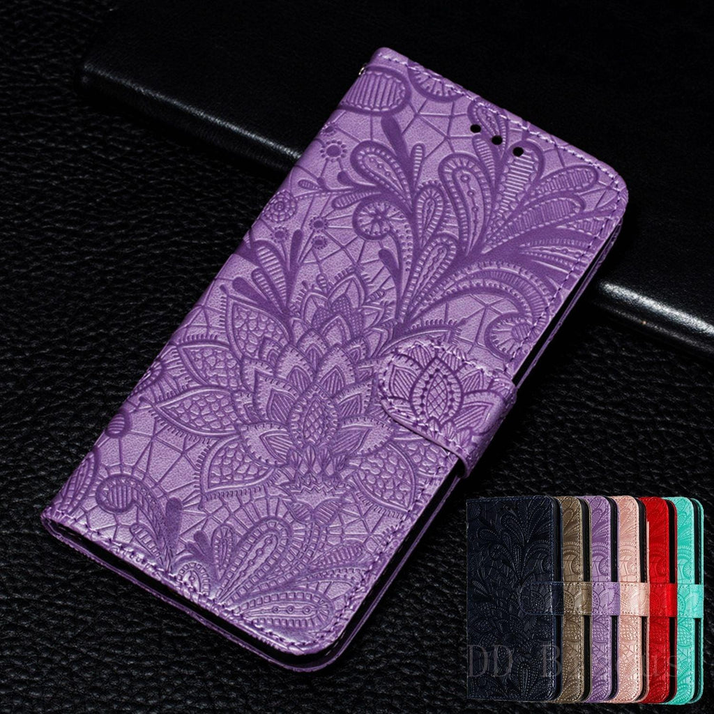Lace Flower Leather Wallet Case For Xiaomi Redmi Note 11 10 Pro 7 6 8 8t Redmi 10c 10a A1 9t 7a 8a 9c 9a Case Mi A3 A2 Lite 9 Phone Case Premium Pu Leather Flip Cover With Card Holder Feature Protective Cover Stevvex