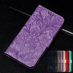 Lace Flower Leather Wallet Case For Xiaomi Redmi Note 11 10 Pro 7 6 8 8t Redmi 10c 10a A1 9t 7a 8a 9c 9a Case Mi A3 A2 Lite 9 Phone Case Premium Pu Leather Flip Cover With Card Holder Feature Protective Cover Stevvex