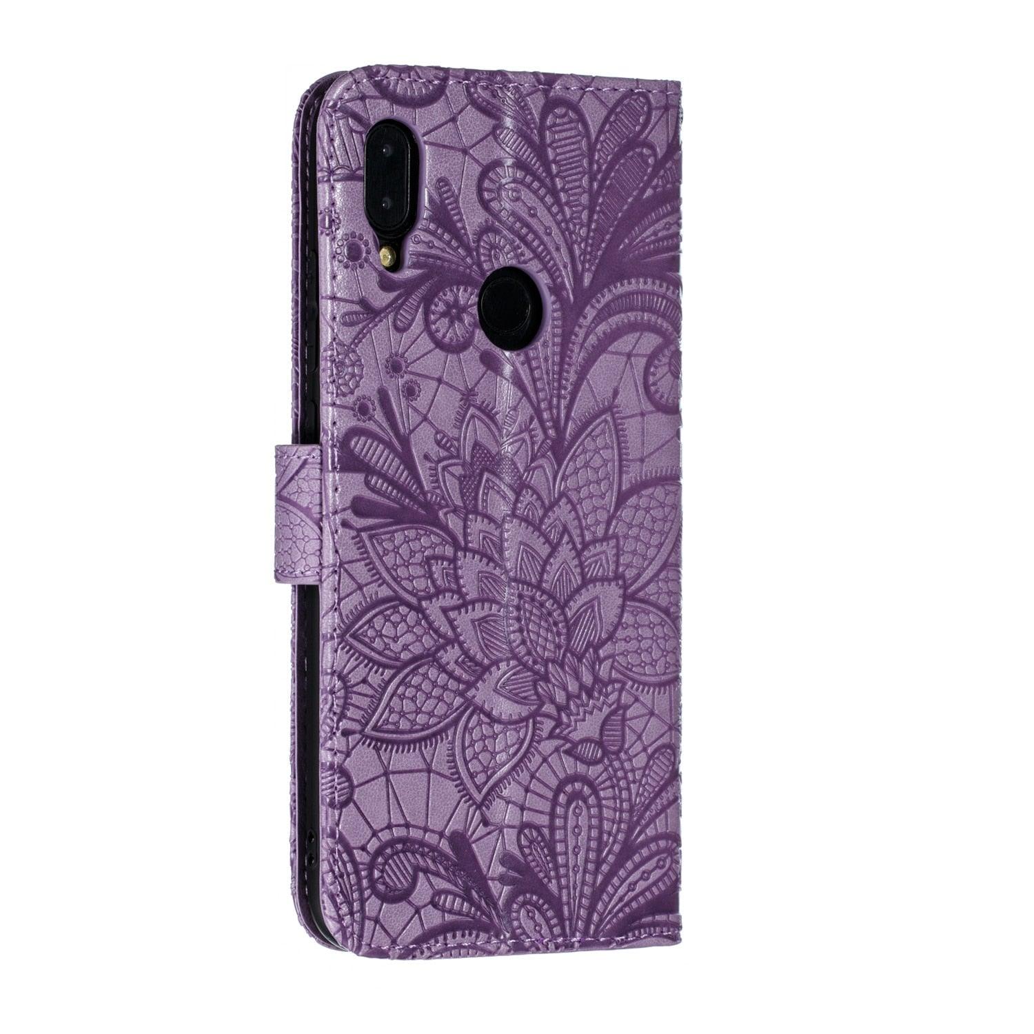 Lace Flower Leather Wallet Case For Xiaomi Redmi Note 11 10 Pro 7 6 8 8t Redmi 10c 10a A1 9t 7a 8a 9c 9a Case Mi A3 A2 Lite 9 Phone Case Premium Pu Leather Flip Cover With Card Holder Feature Protective Cover Stevvex
