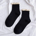 Lace Frilly Ruffle Socks Kawaii Cute Korean Style Women Cotton Woman Socks Winter Comfortable Cotton Socks Warm Socks For Men And Women Stevvex