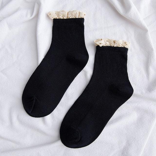 Lace Frilly Ruffle Socks Kawaii Cute Korean Style Women Cotton Woman Socks Winter Comfortable Cotton Socks Warm Socks For Men And Women Stevvex
