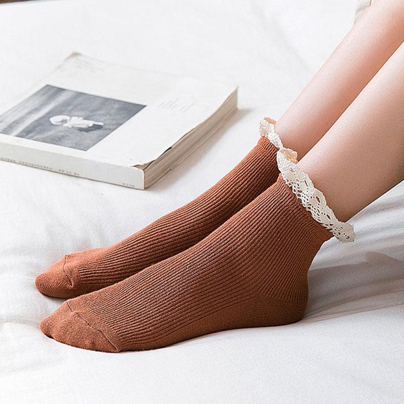 Lace Frilly Ruffle Socks Kawaii Cute Korean Style Women Cotton Woman Socks Winter Comfortable Cotton Socks Warm Socks For Men And Women Stevvex