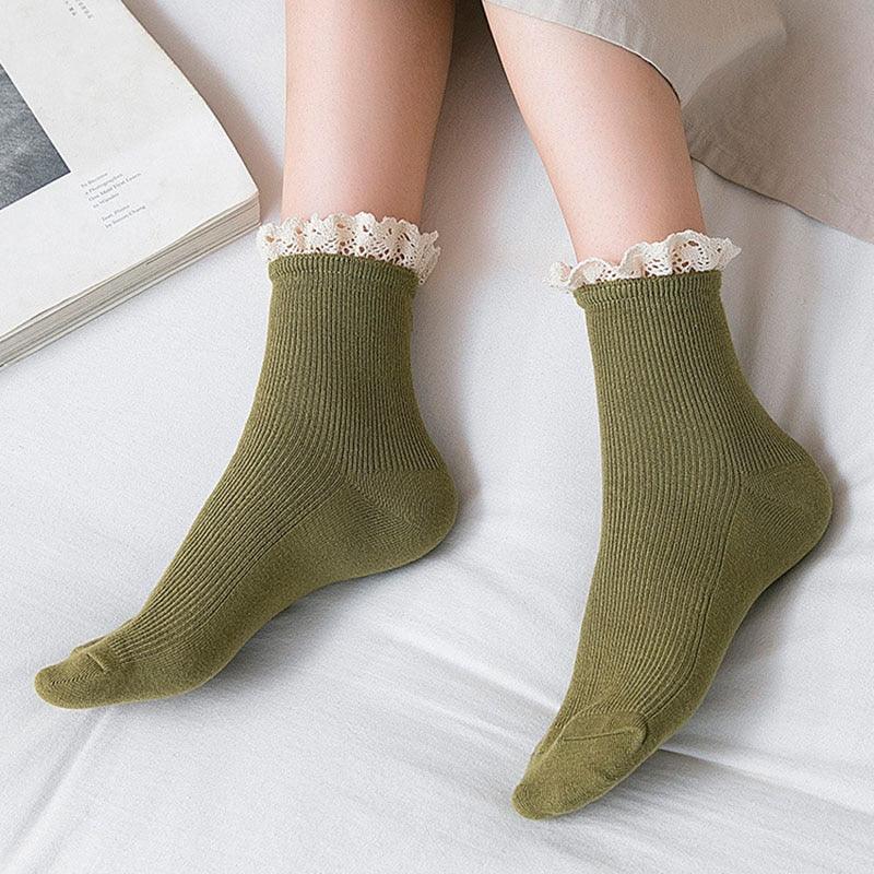 Lace Frilly Ruffle Socks Kawaii Cute Korean Style Women Cotton Woman Socks Winter Comfortable Cotton Socks Warm Socks For Men And Women Stevvex