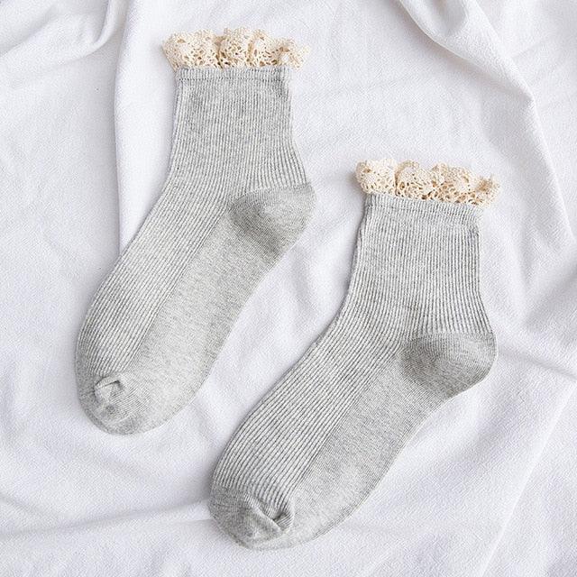 Lace Frilly Ruffle Socks Kawaii Cute Korean Style Women Cotton Woman Socks Winter Comfortable Cotton Socks Warm Socks For Men And Women Stevvex