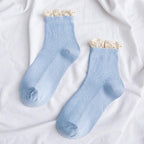 Lace Frilly Ruffle Socks Kawaii Cute Korean Style Women Cotton Woman Socks Winter Comfortable Cotton Socks Warm Socks For Men And Women Stevvex