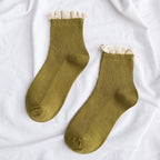 Lace Frilly Ruffle Socks Kawaii Cute Korean Style Women Cotton Woman Socks Winter Comfortable Cotton Socks Warm Socks For Men And Women Stevvex