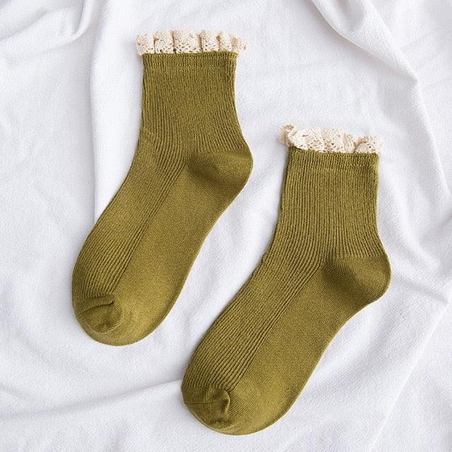 Lace Frilly Ruffle Socks Kawaii Cute Korean Style Women Cotton Woman Socks Winter Comfortable Cotton Socks Warm Socks For Men And Women Stevvex
