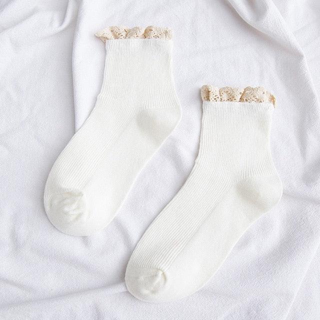 Lace Frilly Ruffle Socks Kawaii Cute Korean Style Women Cotton Woman Socks Winter Comfortable Cotton Socks Warm Socks For Men And Women Stevvex