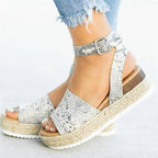 Ladies Elegant Leopard Shoes For Women High Heels Sandals Summer Flip Flop Platform Sandals High Platform Sandals Thick Bottom Belt Buckle Shoes Adjustable Strap Sandals Stevvex