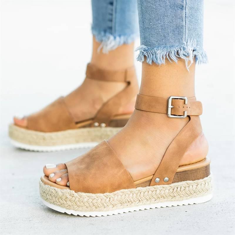 Ladies Elegant Leopard Shoes For Women High Heels Sandals Summer Flip Flop Platform Sandals High Platform Sandals Thick Bottom Belt Buckle Shoes Adjustable Strap Sandals Stevvex