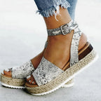Ladies Elegant Leopard Shoes For Women High Heels Sandals Summer Flip Flop Platform Sandals High Platform Sandals Thick Bottom Belt Buckle Shoes Adjustable Strap Sandals Stevvex