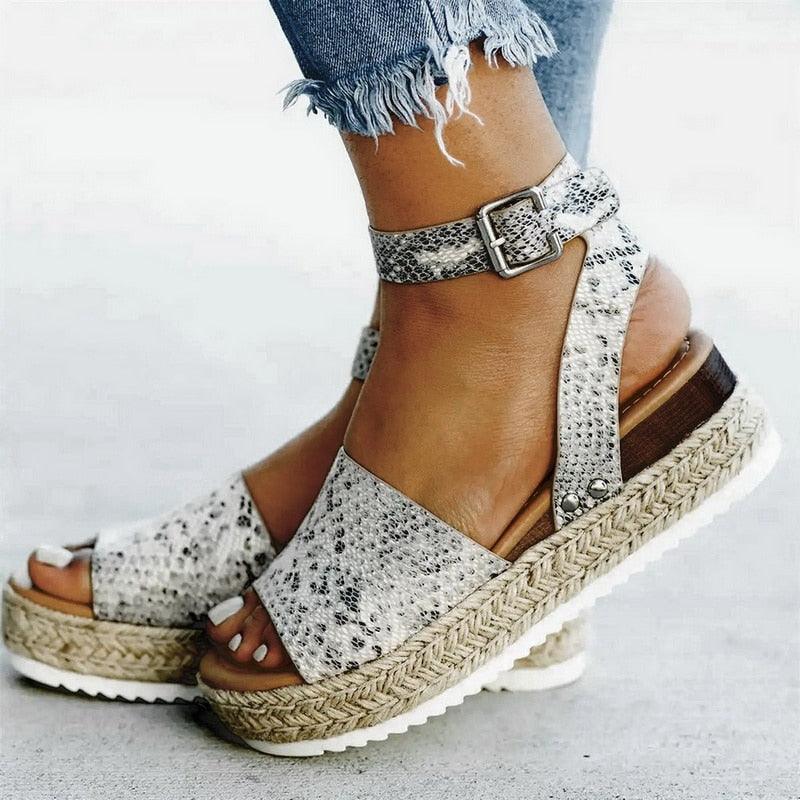 Ladies Elegant Leopard Shoes For Women High Heels Sandals Summer Flip Flop Platform Sandals High Platform Sandals Thick Bottom Belt Buckle Shoes Adjustable Strap Sandals Stevvex
