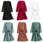 Ladies Fashion Red Soft Short Sleepwear For Women Trendy Women's Comfortable V Neck Bathrobe  Bridesmaid Bride Party Robes Stevvex
