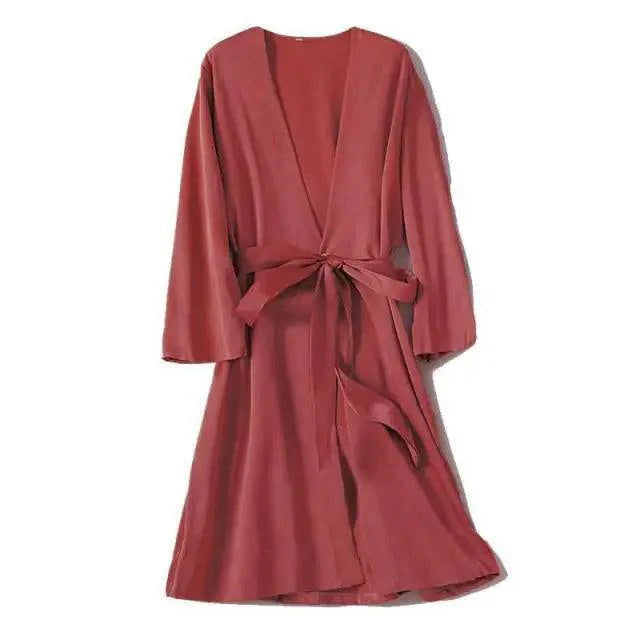 Ladies Fashion Red Soft Short Sleepwear For Women Trendy Women's Comfortable V Neck Bathrobe  Bridesmaid Bride Party Robes Stevvex