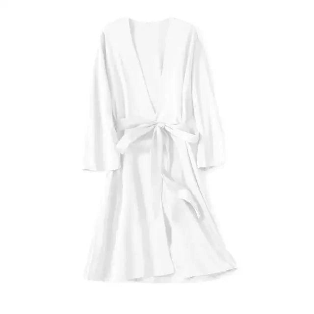 Ladies Fashion Red Soft Short Sleepwear For Women Trendy Women's Comfortable V Neck Bathrobe  Bridesmaid Bride Party Robes Stevvex