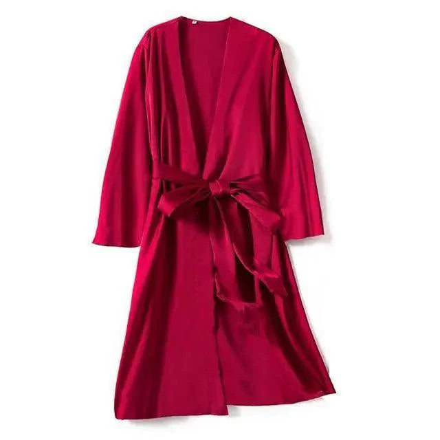 Ladies Fashion Red Soft Short Sleepwear For Women Trendy Women's Comfortable V Neck Bathrobe  Bridesmaid Bride Party Robes Stevvex